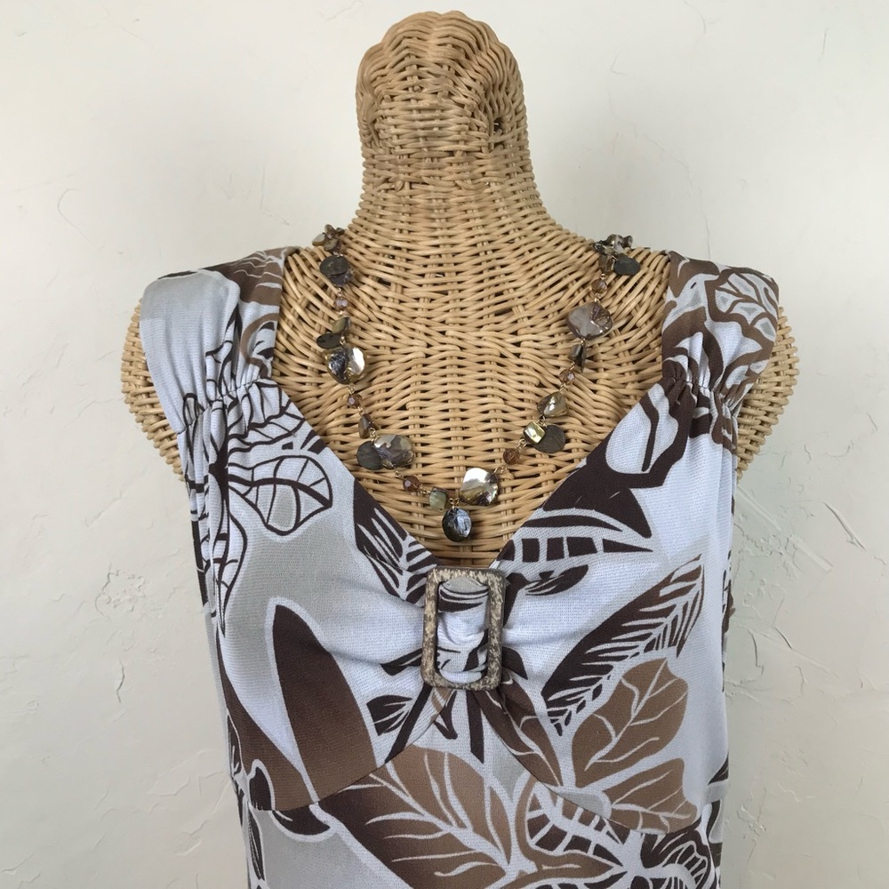 STYLE & CO. Tropical Hawaiian Aloha Buckle Top M - Picture 5 of 8